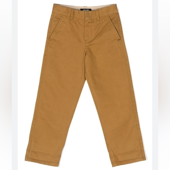 Molo Other - Molo Ace Logo Patch Trousers 100% Cotton Twill in Camel Brown Size 10Y/ 140cm